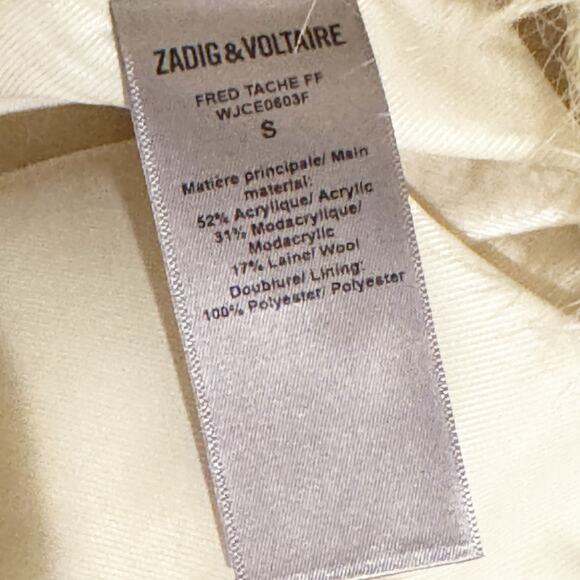 Zadig & Voltaire Women's Faux Fur Coat Long Sleeve White/Brown Size Small NWT - Picture 11 of 12